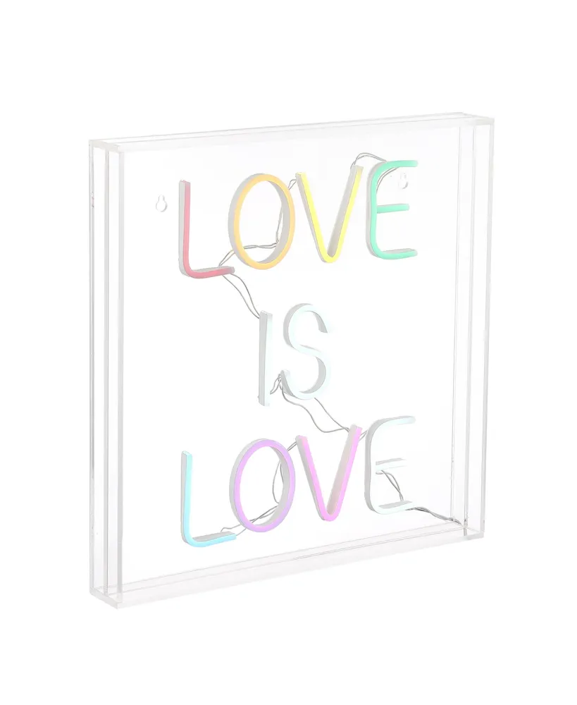 Jonathan Y Love Is Love Square Contemporary Glam Acrylic Box Usb Operated Led Neon Light