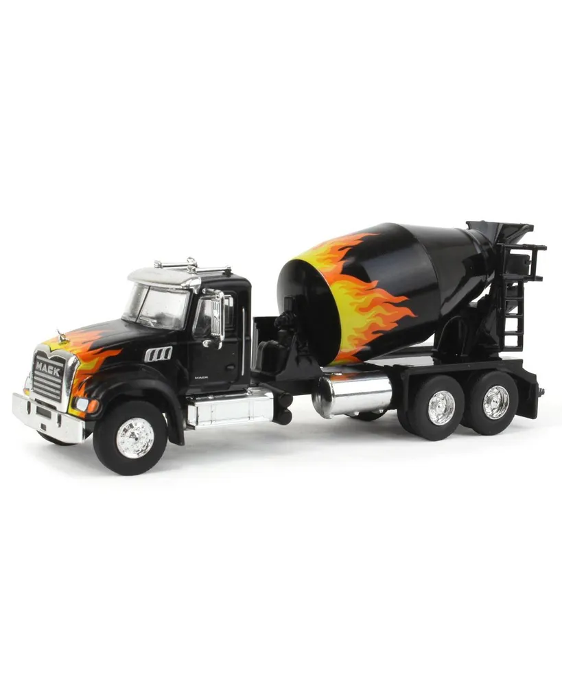 Greenlight 1/64 Mack Granite Cement Mixer, Black with Flames, Sd Series  Green light