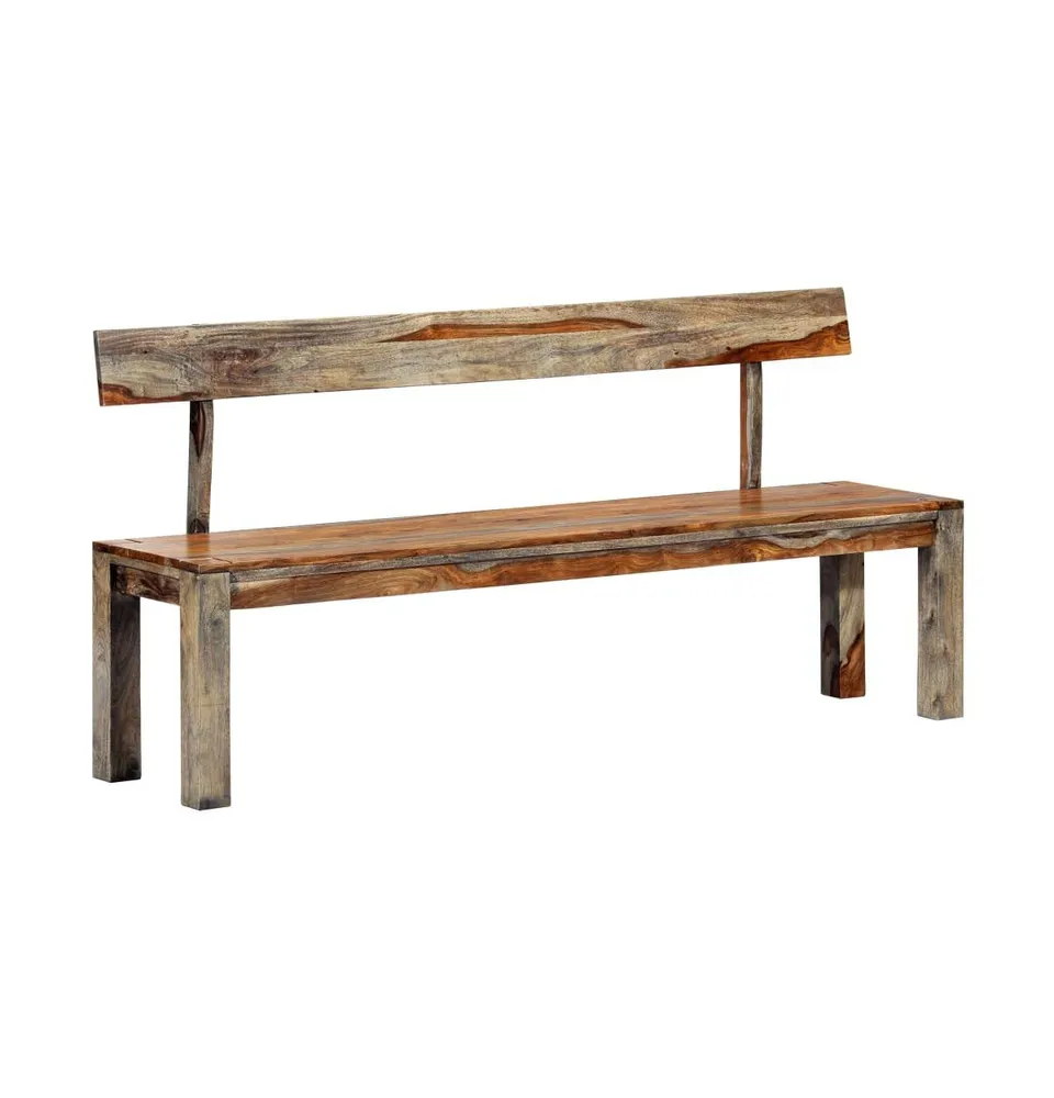 Bench 63" Gray Solid Sheesham Wood