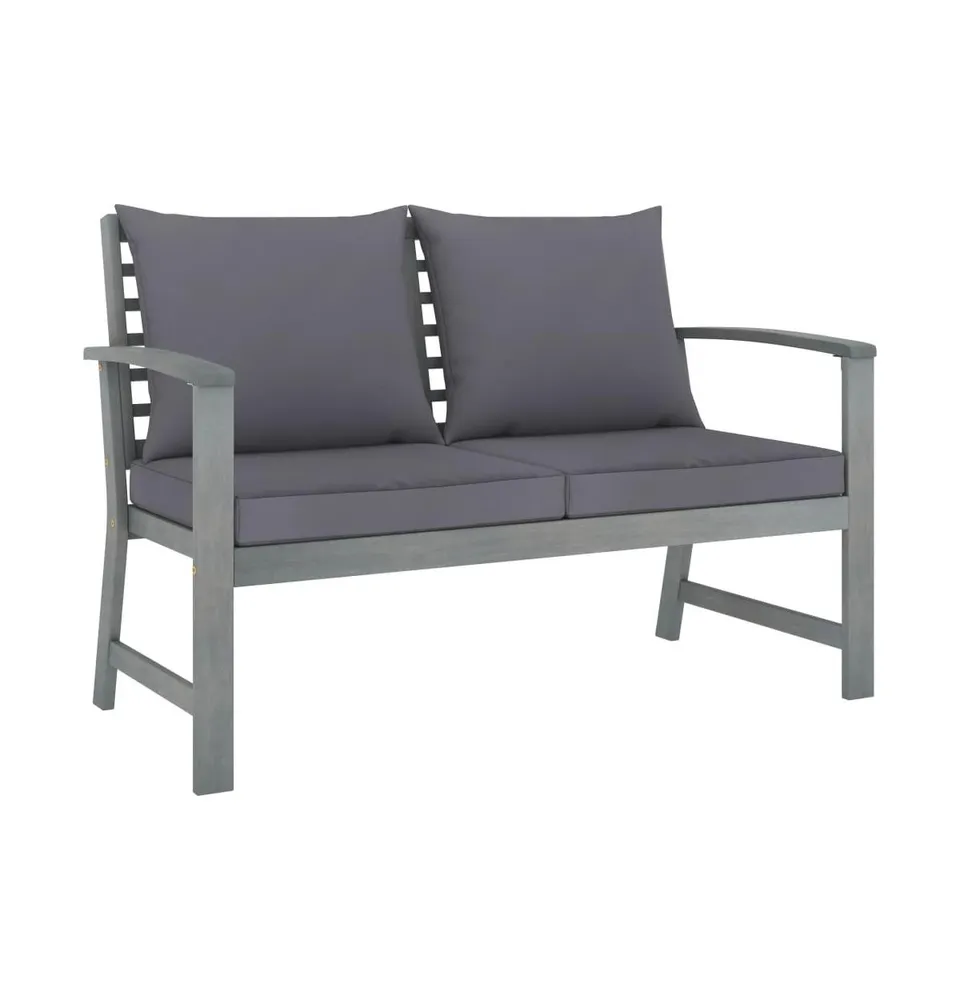 Patio Bench 47.2" with Dark Gray Cushion Solid Acacia Wood