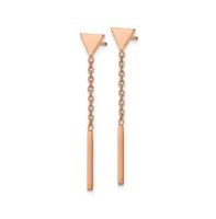 Chisel Stainless Steel Rose plated Dangle Bar Triangle Earrings