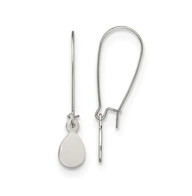 Chisel Stainless Steel Polished Teardrop Dangle Kidney Wire Earrings
