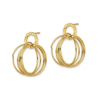 Chisel Stainless Steel Textured Yellow plated Circles Dangle Earrings
