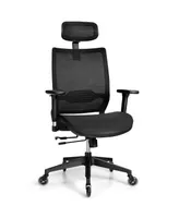 Adjustable Mesh Computer Chair with Sliding Seat and Lumbar Support-Black