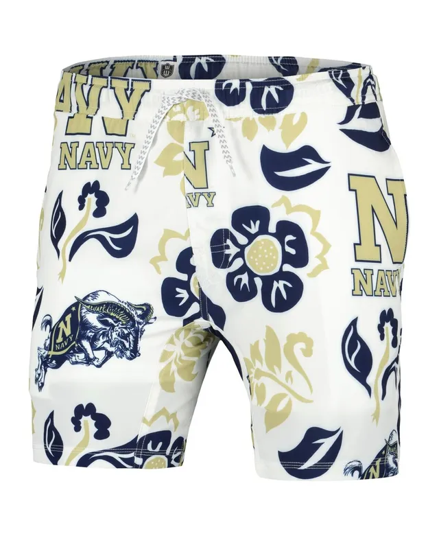 Wes & Willy Men's Wes & Willy White Navy Midshipmen Vault Tech Swimming  Trunks