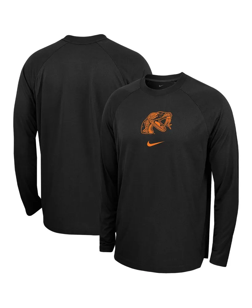 Men's Nike Black Florida A & M Rattlers Basketball Spotlight Raglan Performance Long Sleeve T-shirt