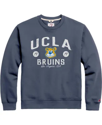 Men's League Collegiate Wear Navy Distressed Ucla Bruins Bendy Arch Essential Pullover Sweatshirt