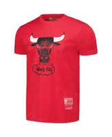 Men's and Women's Mitchell & Ness Red Chicago Bulls Hardwood Classics Mvp Throwback Logo T-shirt