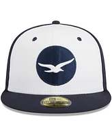 Men's New Era White Pensacola Blue Wahoos Theme Nights Seagulls 59FIFTY Fitted Hat