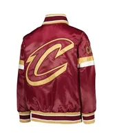 Big Boys Starter Wine Cleveland Cavaliers Home Game Varsity Satin Full-Snap Jacket