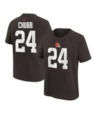 Big Boys Nike Nick Chubb Brown Cleveland Browns Player Name and Number T-shirt