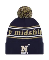 Men's New Era Navy Navy Midshipmen Marquee Cuffed Knit Hat with Pom