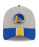 Men's New Era Gray, Royal Golden State Warriors Striped 39THIRTY Flex Hat