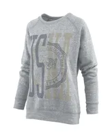 Women's Pressbox Heather Gray Navy Midshipmen Knobi Raglan Pullover Sweatshirt