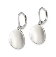 Chisel Stainless Steel Polished Curved Disk Dangle Lever back Earrings