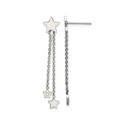 Chisel Stainless Steel Polished Stars Dangle Earrings
