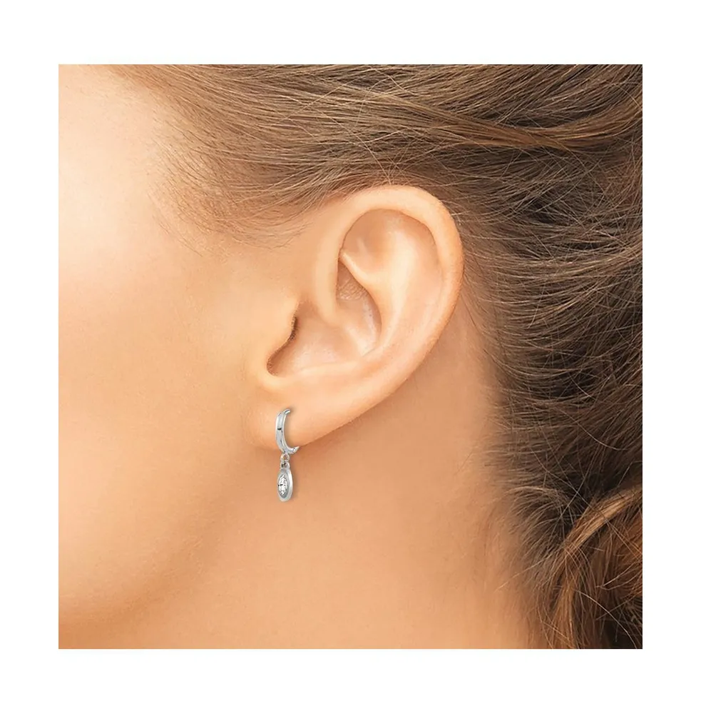 Chisel Stainless Steel Polished Crystal Dangle Hoop Earrings