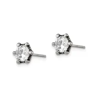 Chisel Stainless Steel Antiqued and Polished Cz Earrings