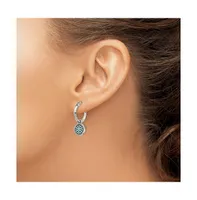 Chisel Stainless Steel Polished Crystal Circle Dangle Hoop Earrings