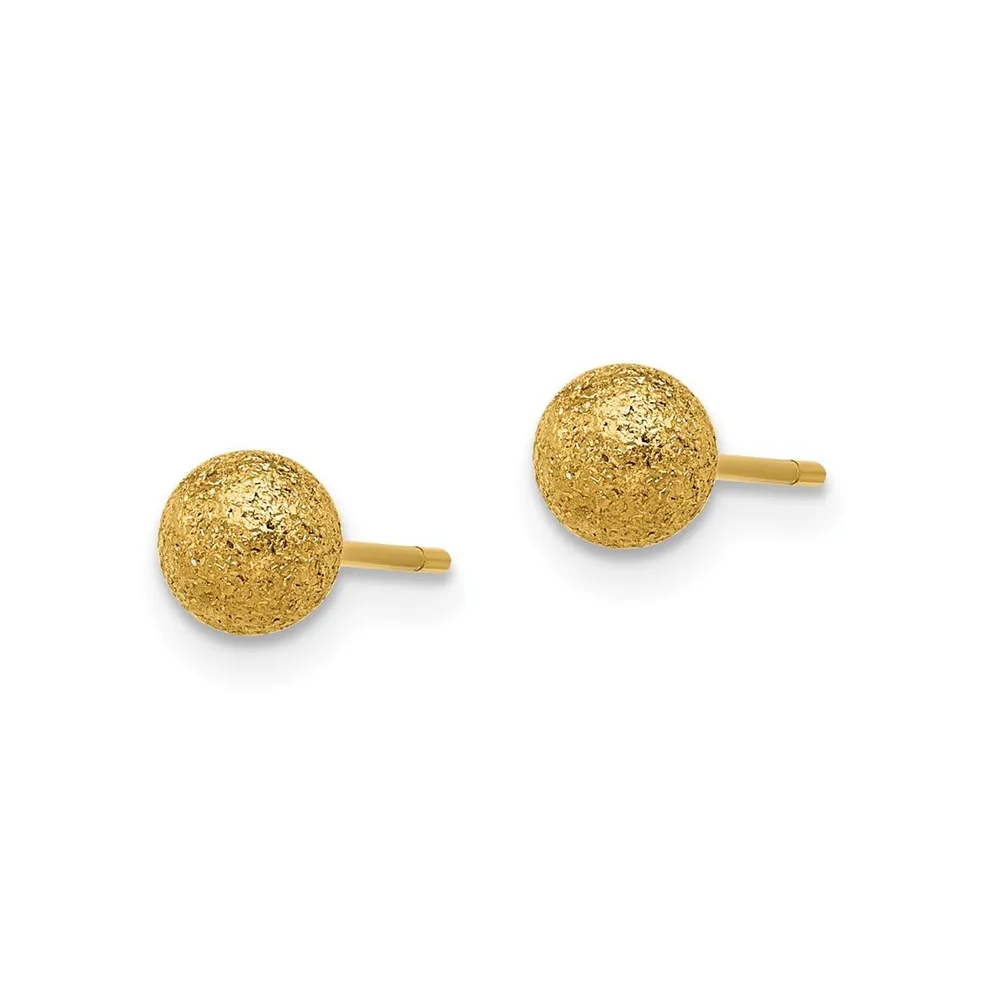 Chisel Stainless Steel Polished Laser cut Yellow plated Ball Earrings