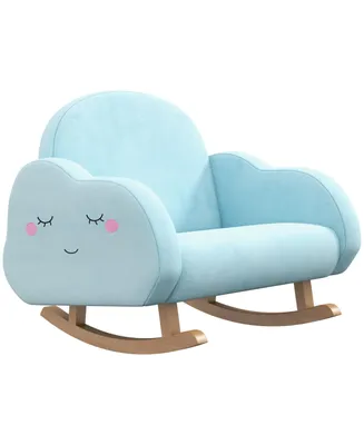 Qaba Kids Rocking Chair, Cloud Shaped Children Rocker Armchair for Nursery Playroom Preschool, with Solid Wood Legs, Anti-Tipping Design, 1.5