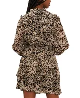 Msk Petite Chiffon Long-Sleeve Fit & Flare Dress