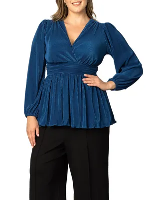 Women's Plus Size Pleated Perfection Long Sleeve Tunic Top