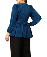 Women's Plus Size Pleated Perfection Long Sleeve Tunic Top