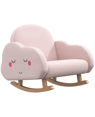 Qaba Kids Rocking Chair, Cloud Shaped Children Rocker Armchair for Nursery Playroom Preschool, with Solid Wood Legs, Anti-Tipping Design, for 1.5-5 Ye