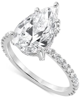 Badgley Mischka Certified Lab Grown Diamond Pear Halo Engagement Ring (3-3/8 ct. t.w.) in 14k Gold