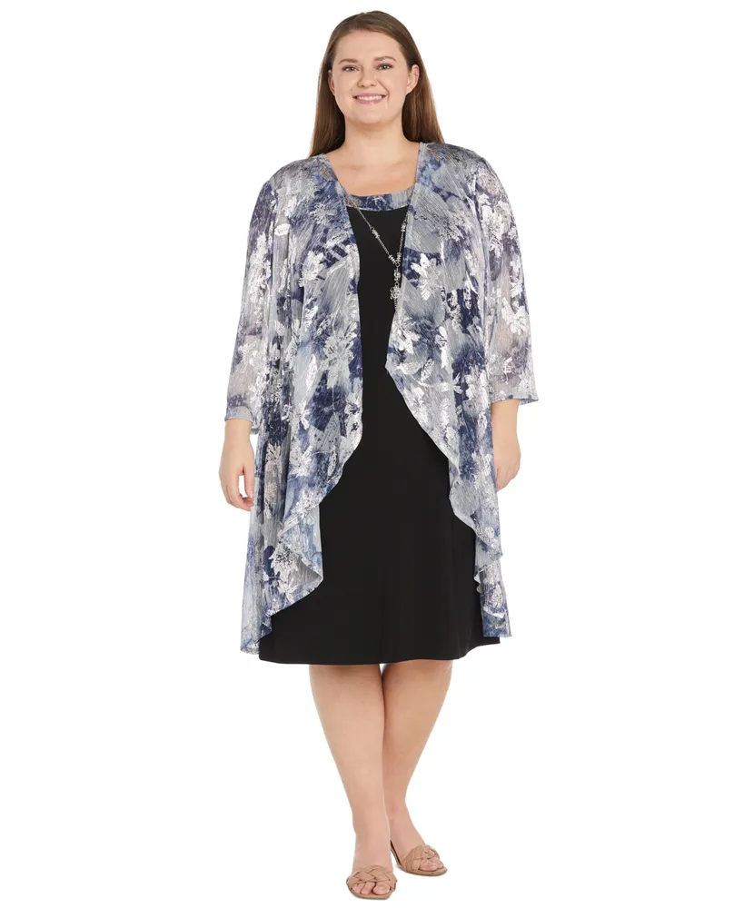 R & M Richards Plus 2-Pc. Floral-Print Jacket Dress Set