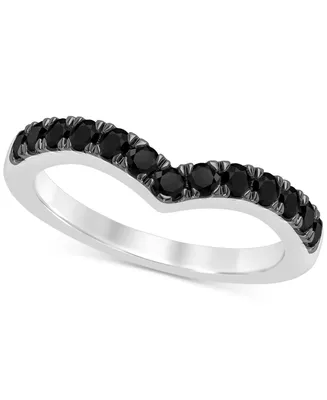 Black Diamond V-Shape Ring (1/2 ct. t.w.) in 14k White Gold