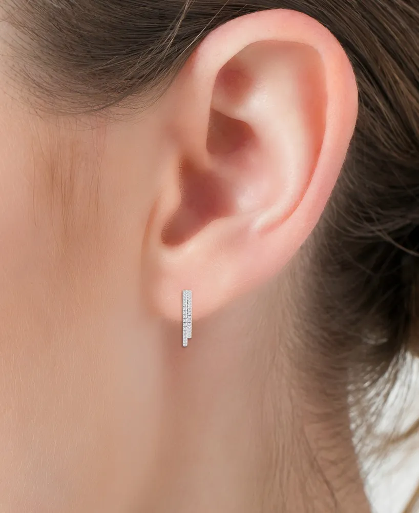 Diamond Double Medium Hoop Earrings (1 ct. t.w.) in 14k White Gold, 1.1"