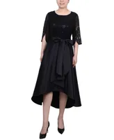 Ny Collection Petite Sequin and Jacquard Hi-Low Holiday Dress