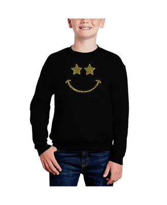 Rock star Smiley - Big Boy's Word Art Crewneck Sweatshirt