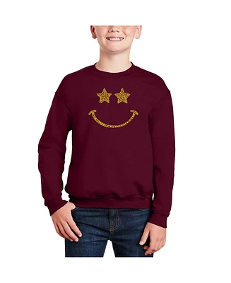 Rock star Smiley - Big Boy's Word Art Crewneck Sweatshirt