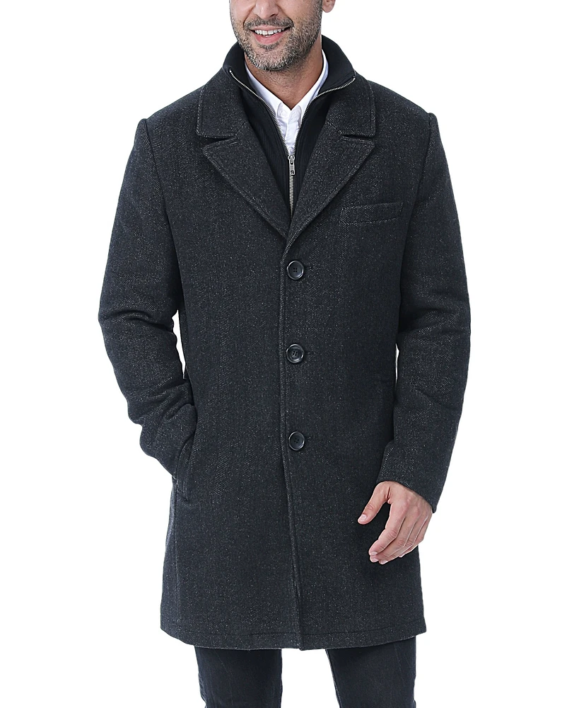 Bgsd Men Leon Herringbone Wool Blend Coat with Bib