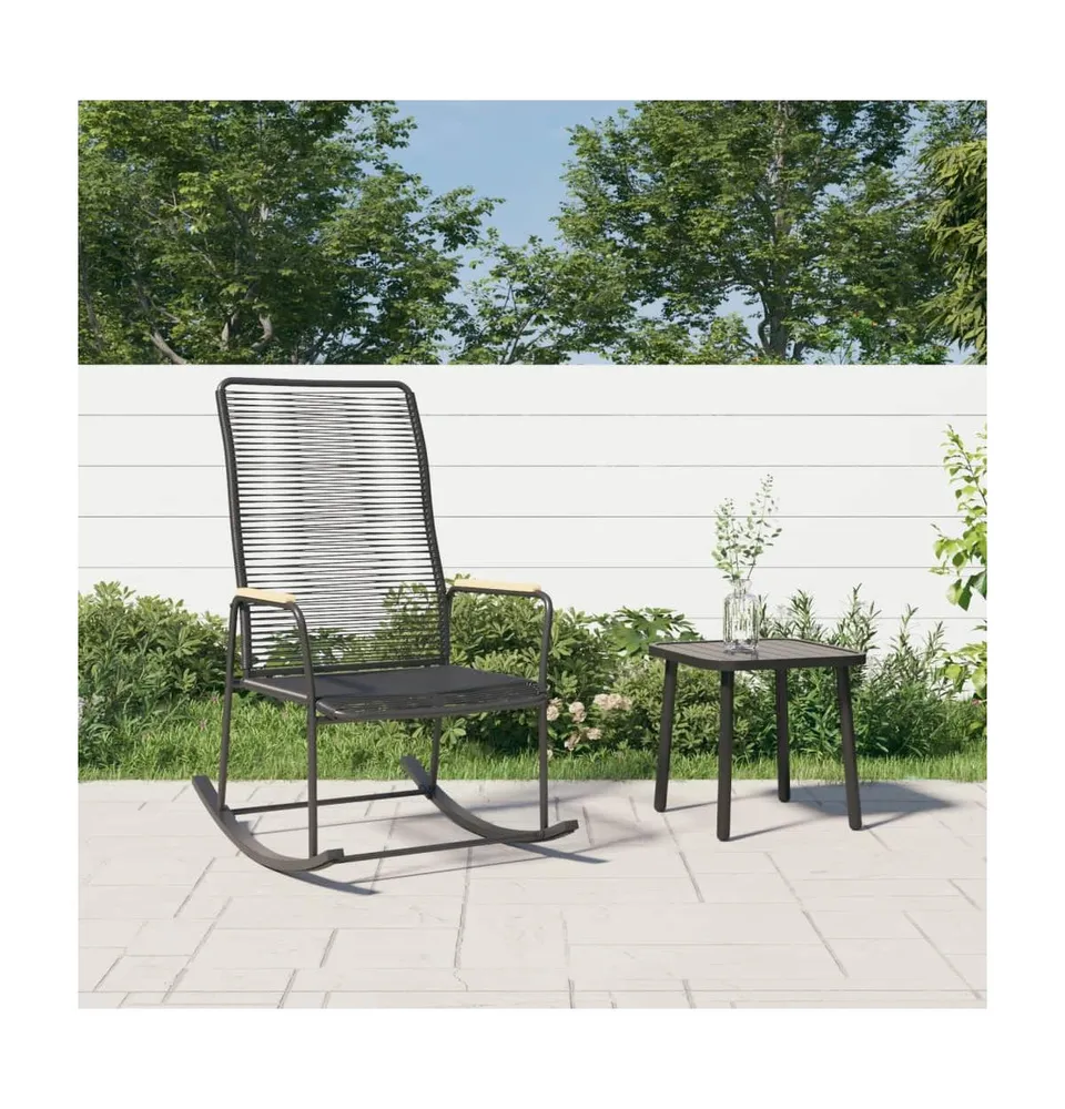 Patio Rocking Chair Black 23.2"x31.3"x40.9" Pvc Rattan