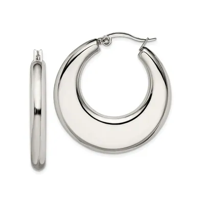 Chisel Stainless Steel Polished Diameter Hollow Hoop Earrings