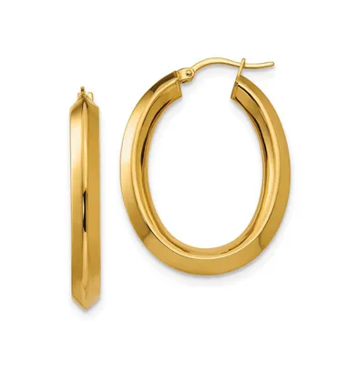 Chisel Stainless Steel Yellow Knife Edge Hollow Oval Hoop Earrings