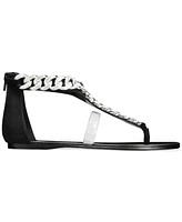 Aaj by Aminah Women's Aurora Crystal Chain Flat Sandals