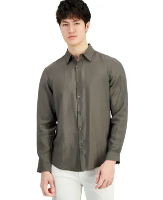 I.n.c. International Concepts Men's Dash Long-Sleeve Button Front Crinkle Shirt, Created for Macy's