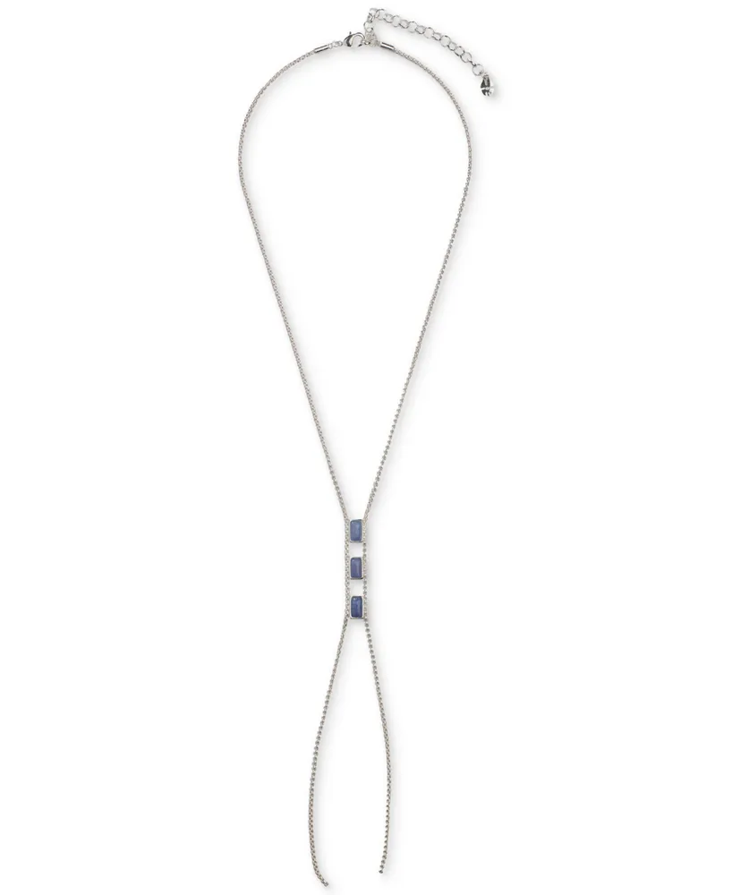 Lucky Brand Silver-Tone Triple Stone Lariat Necklace, 18" + 3" extender