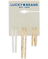 Lucky Brand Two-Tone 3-Pc. Set Textured Hoop Earrings