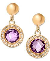 Amethyst (1-3/4 ct. t.w.) & White Topaz (3/4 ct. t.w.) Pendant Necklace & Drop Earrings Set in 14k Gold-Plated Sterling Silver