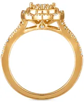 Diamond Pear Shaped Halo Cluster Ring (1/2 ct. t.w.) in 14k Gold
