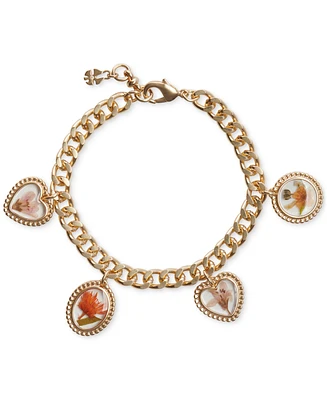 Lucky Brand Gold-Tone Pressed Flower Charm Bracelet