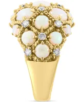 Effy Opal (5-5/8 ct. t.w.) & Diamond (1/2 ct. t.w.) Lattice Cluster Ring in 14k Gold