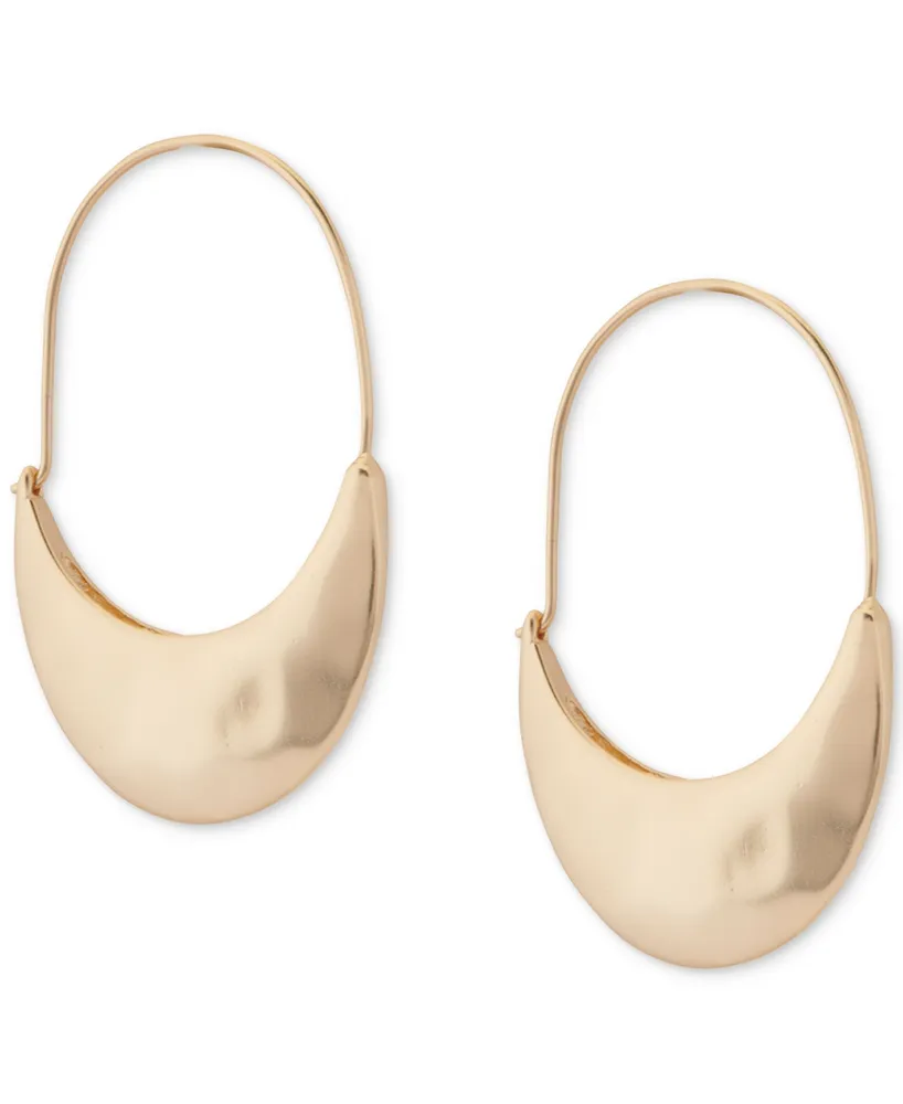 Lucky Brand Gold-Tone Crescent Elongated Hoop Earrings