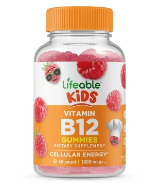 Lifeable Vitamin B12 for Kids 1,000 mcg Gummies - Energy, Mood, Metabolism - Great Tasting Natural Flavor, Dietary Supplement Vitamins - 60 Gummies